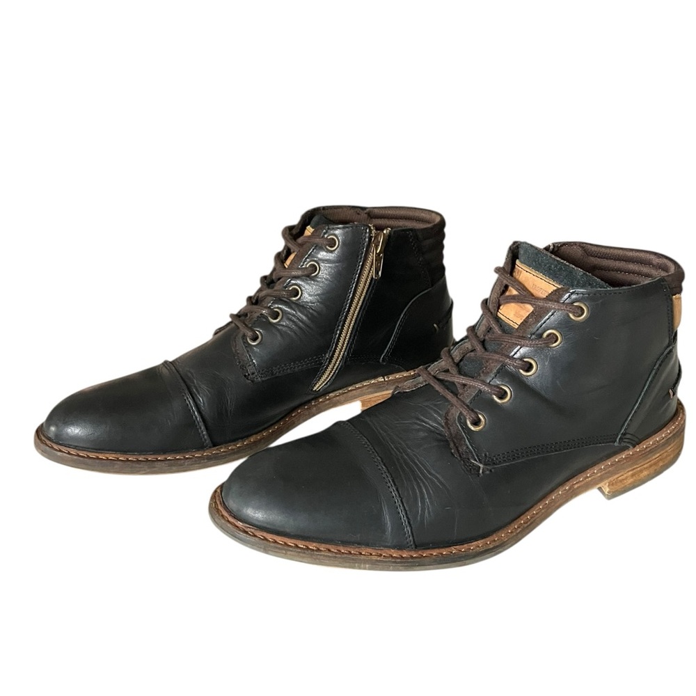 Bull Boxer Holten Leather Boots Men’s 9 Black Lace Up Zip Chukka Handcrafted